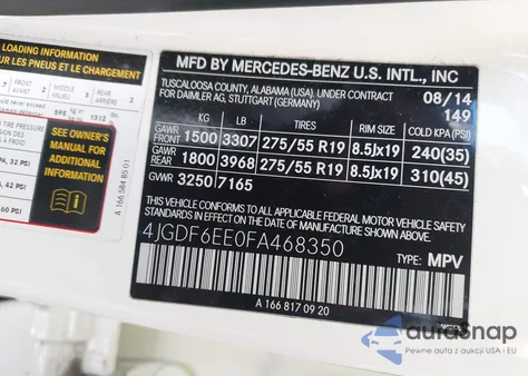 2015 Mercedes-Benz Gl 450 4Matic из США, поврежденный, VIN 4JGDF6EE0FA468350